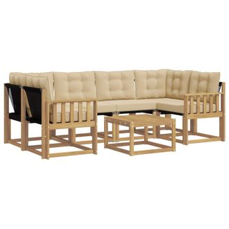 vidaXL Conjunto De Sof&aacute;s De Exterior Con Coj&iacute;n 7 Pcs Y Beige Vidaxl