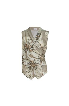 Brunello Cucinelli Bloom print pongee vest in Khaki at Nordstrom, Size Xx-Small Eu