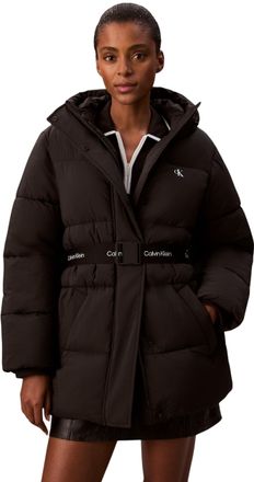 Calvin Klein Womens Belted Mid Weight Puffer Jacket, Black (Black), XS