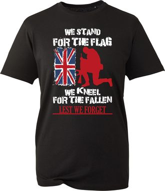 Generic Lest We Forget British Flag Remembrance Day Veteran T-Shirt, Poppy Flower Unisex Kids Adults Top (Black, 4XL)