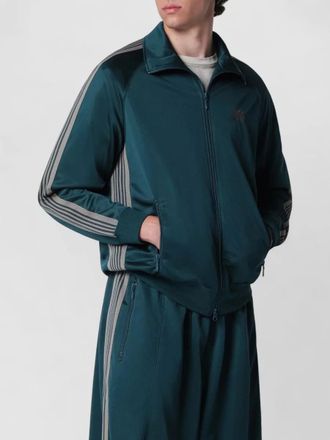 Needles high collar jacket side stripes ribbed cuffs