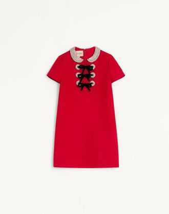 Valentino Embroidered Crepe Couture Short Dress Wo