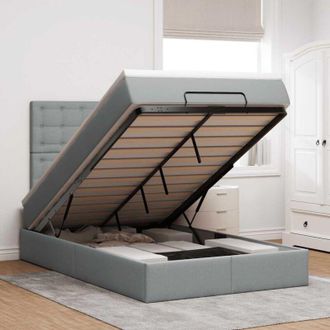 vidaXL Vidaxl - Estructura De Cama Otomana Colch&oacute;n Tela Gris Claro 120x200cm
