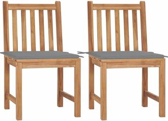 vidaXL Sillas De Jard&iacute;n 2 Unidades Madera Maciza De Teca Con Cojines Vidaxl