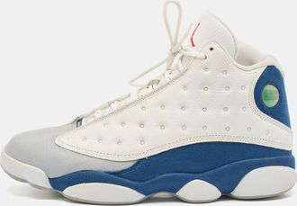 Air Jordan s Multicolor Leather And Durabuck Jordan 13 Retro French Blue Sneakers