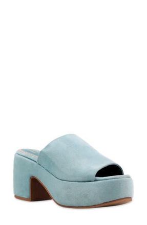 Shushop Gypsy Platform Slide Sandal in Aqua Suede at Nordstrom Rack, Size 8.5