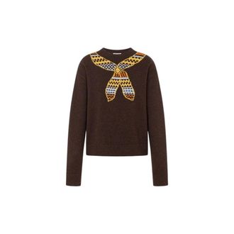 Moschino Jersey de lana y seda con incrustaciones - Knitwear - Mujer - Marr&oacute;n - 2XS