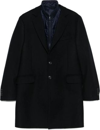 Fay Luxe Blauwe Wol-Kasjmier Overjas - Heren - Mantel - Blauw - M - Wol - Jassen