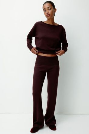 H&M Knitted Yoga Pants in Burgundy at Nordstrom, Size X-Large