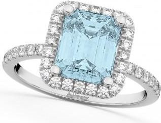 Allurez Aquamarine & Diamond Engagement Ring 18k White Gold (3.32ct)