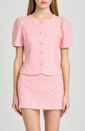 Wayf Blair Polka Dot Button-Up Top in Pink Polka Dot at Nordstrom, Size X-Large