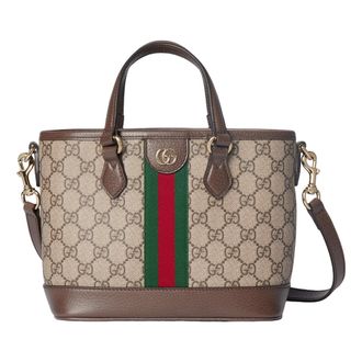 Gucci (WMNS) Gucci Ophidia Small Tote Bag Beige Dark Brown 836848-FAE0J-9867