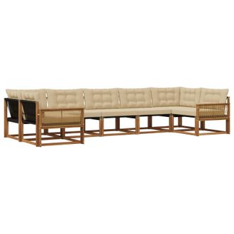 vidaXL Conjunto De Sof&aacute;s De Exterior Con Coj&iacute;n 7 Pcs Natural Y Beige Vidaxl