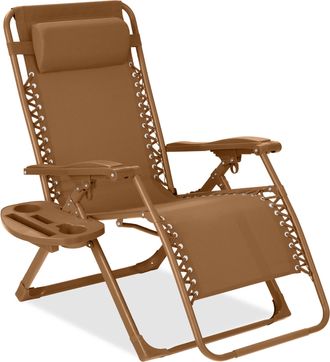 Best Choice Products Monochromatic Zero Gravity Chair, Folding Patio Recliner w/Side Tray, Headrest