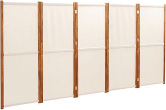 vidaXL Partition/biombo Con 5 Paneles 350x180 Cm De Crema Blanca - 346246