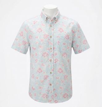 Faherty Short Sleeve Breeze Shirt In Clear Waters Blossom