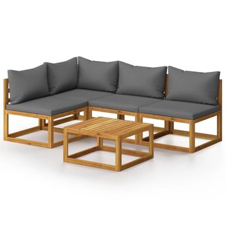 vidaXL Juego De Muebles Jard&iacute;n 5 Pzas Con Cojines Madera Maciza Acacia Vidaxl