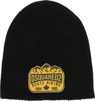 Dsquared2 Black Route Hiking Logo Beanie Cap