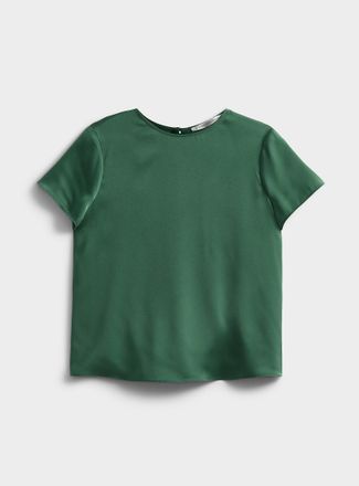 Contemporaine Womens Satiny crew-neck T-shirt