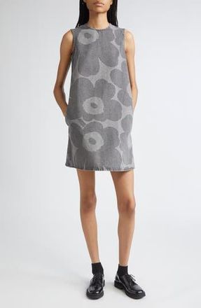 Marimekko Maridenim Somasti Unikko Denim Minidress in Light Grey at Nordstrom Rack, Size 14 Us / 44 Eu