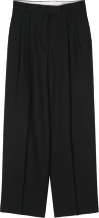 Officine G&eacute;n&eacute;rale pleated tapered trousers - women - Virgin Wool/Cotton/Mohair - 40 - Black
