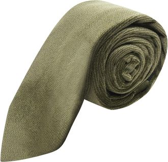 King & Priory Luxury Olive Green Textured Velvet Tie