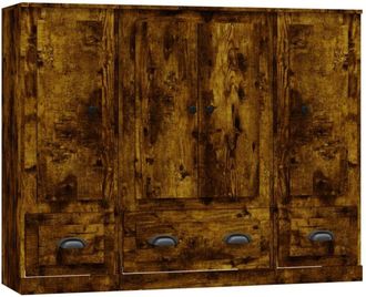 vidaXL Vidaxl - Aparador Alto 3 Piezas Madera Contrachapada Roble Ahumado