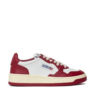 Autry White/Deep Claret Medalist Low Leather Sneakers