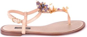 Dolce & Gabbana Stijlvolle platte sandalen voor vrouwen - Dames - Sandalen - Roze - 36 EU - Schoenen