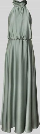 Swing Abendkleid in Wickel-Optik mit Stehkragen in Lind, Größe 38