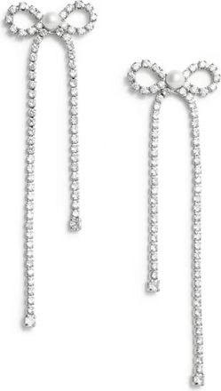 Self Portrait Crystal Droplet Bow Oorbellen - Dames - Oorbellen - Grijs - ONE Size - Accessoires