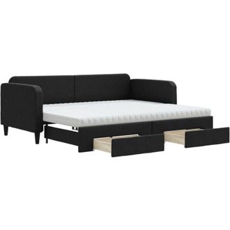 vidaXL Vidaxl - Sof&aacute; Cama Nido Con Cajones Tela Negro 90x190 Cm