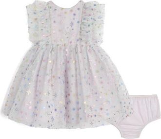 Pippa & Julie Fallon Metallic Star Sleeveless Tulle Dress & Bloomers in Lilac at Nordstrom, Size 12M