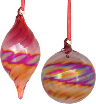 Melrose International Irredescent Glass Ornament (Set of 12) - Red