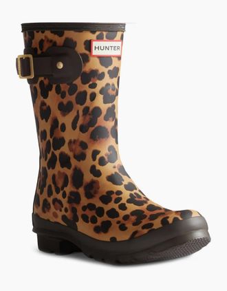 Hunter Womens Original Short Leopard Womens Wellingtons - Brown - Size: 8