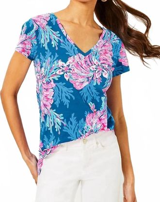 Lilly Pulitzer Meredith V Neck Tee In Multi For The Fans
