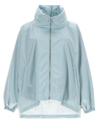 Moorer Blue Solid Mock Collar Jacket
