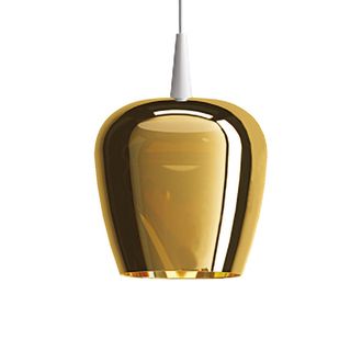 Zafferano Zafferano Lampada A Sospensione Bilia 230v Led 8w In Vetro Borosilicato Soffiato Finitura Bianco E Oro Antico, Design A Campana, Diametro 18 Cm