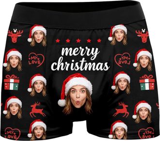 Generic Personalised Mens Photo Face Boxer Briefs Custom Boxer Shorts Underpants Gifts for Men Husband Boyfriend Soft Underpants Breathable Underwear Personal