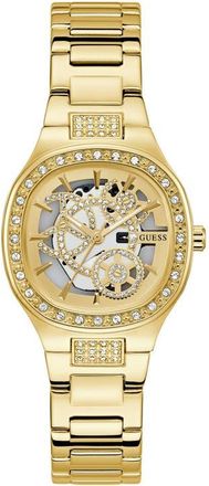 Guess Goldtone & Crystal Skeleton Bracelet Watch, 32mm in Gold Tone at Nordstrom
