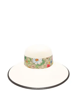 Gucci Beige Flora Floral Panama Hat