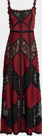 Elie Saab Lace-Inset Sleeveless Knit Maxi Dress