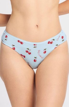 Savage x Fenty Cotton Essentials Cheeky Panties in Skyline Blue Cherry On Top Log at Nordstrom, Size X-Large