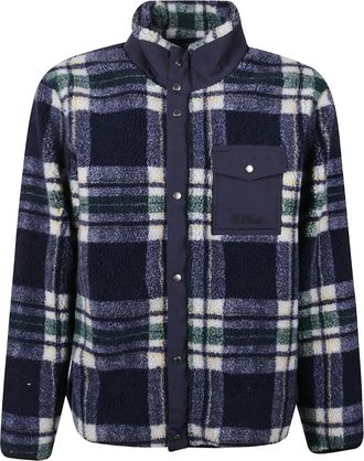 MC2 Saint Barth Giacca in pile tartan con logo ricamato - Blu