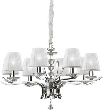 Ideal Lux Ideal Lux - Pegaso - 8 Light Crystal Multi Arm Chandelier Chrome, White Finish, E14