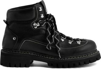 Dsquared2 Zwarte Enkellaarsjes - Heren - Veterlaarzen - Zwart - 43 EU - Leer - Schoenen