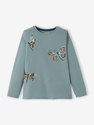 Vertbaudet M&auml;dchen Shirt mit Paillettenmotiv gr&uuml;n