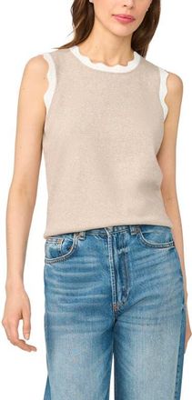 CeCe by Cynthia Steffe Scalloped Trim Sleeveless Sweater in Light Heather Taupe at Nordstrom, Size Xx-Large