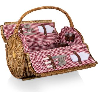 Picnic Time Barrel Picnic Basket in Red & White Gingham Pattern at Nordstrom