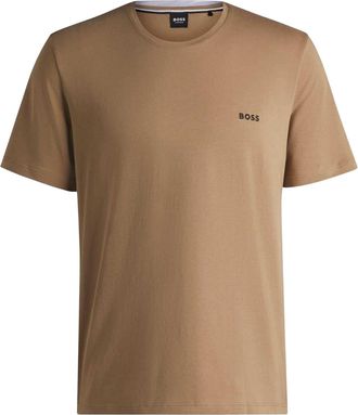 HUGO BOSS Heren T-shirt met ronde hals en korte mouwen in mix-and-match-stijl (Beige)